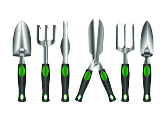 Vector set of tools for gardening and horticulture. Garden tools. Gardening set. Vector. Instrument icons. Work tool for outdoor activities, digging, gardening. Construction equipment. 