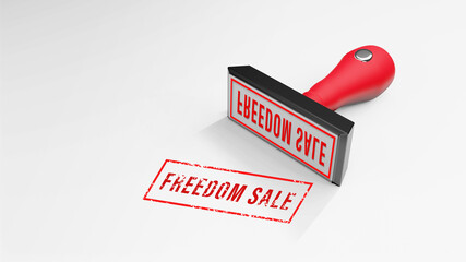 FREEDOM SALE rubber Stamp 3D rendering
