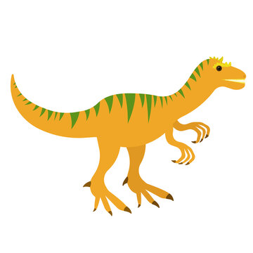 Carnivorous dinosaur allosaurus in cartoon style, cute big prehistoric animal
