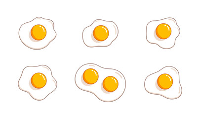 Fried eggs. Helthy breakfast. Cartoon egg flat trendy design. Vector illustration isolated on white background