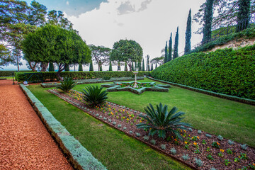 Magnificent Terrace of nature near shrine of the Bab ( of Bahai gardens)  in Haifa