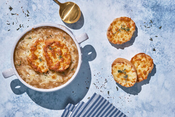 French onion soup, with cheese croutons