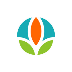 Flower logo abstract icon. design template. Flourish plant flat style. Stock Vector illustration isolated on white background.