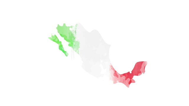 Brush animated map showing the state of Mexico from the united state of america. 2d map of Mexico.