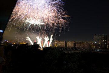 fireworks in valencia at night