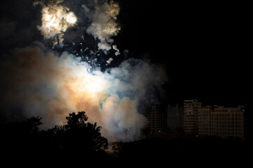 Fototapeta na wymiar fireworks in valencia at night