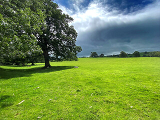 Fototapeta premium Storm clouds, over the meadows and hills near, Addingham, Ilkley, UK
