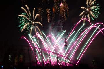 fireworks in valencia at night