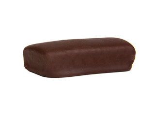 Chocolate glazed curd bar isolated on the white background