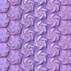 Abstract pattern of geometric stylized flowers. 3d rendering illustration. Trendy design element