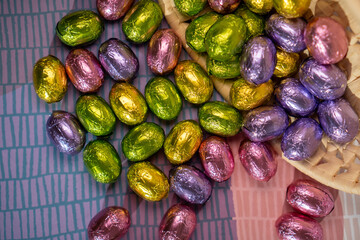 sprinkled chocolate Easter sweets from the basket
