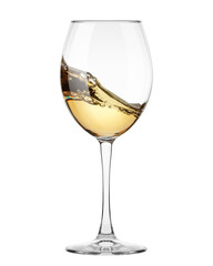 white Wine in glass isolated on white background, full depth of field, clipping path