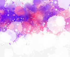 Multicolored watercolor imitation splash blot in purple, pink and white colors. Background for your designs