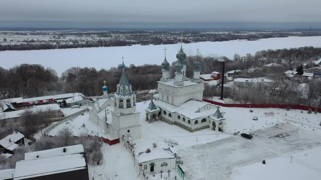 Aerial view of the Resurrection Monastery in the city of Murom. Russia