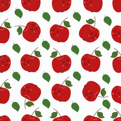 Funny fruits seamless pattern. Flat style illustration.
