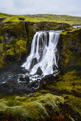 Fototapeta premium Fagrifoss waterfall on the way from Kirkjubæjarklaustur to Lakagígar, Iceland
