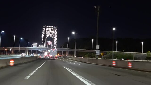 This is a Beautiful Night View of the George Washington Bridge - Full Length