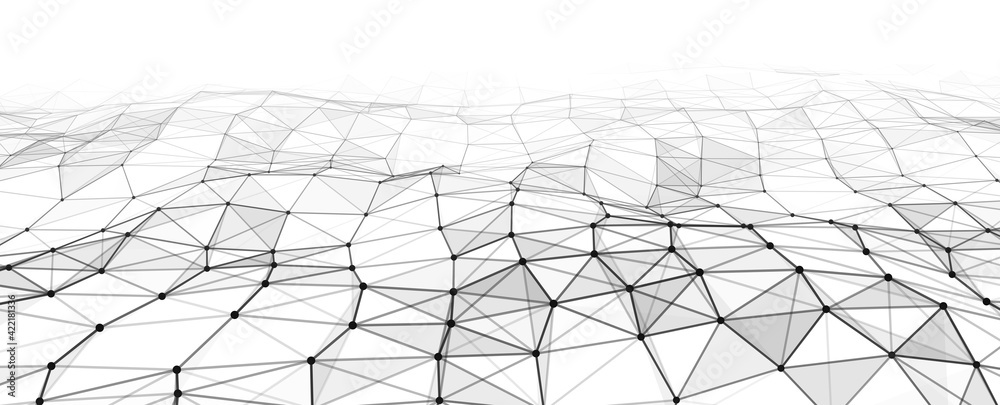 Wall mural wave 3d. wave of particles. futuristic point wave. design for poster. technology vector background. 