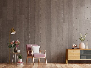 Loft style house with armchair and accessories in the room.