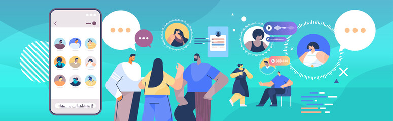 people communicating by voice messages audio chat application social media online communication