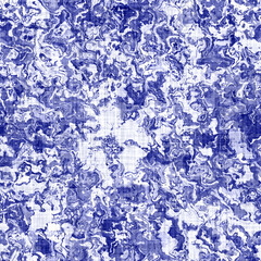 Denim blue white mottled tonal linen texture. Seamless textile effect background. Weathered indigo dye pattern. Coastal cottage splodge beach decor. Rustic vintage washed out blot fabric material tile