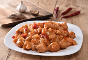 Original chinese dish - chicken with ananas.