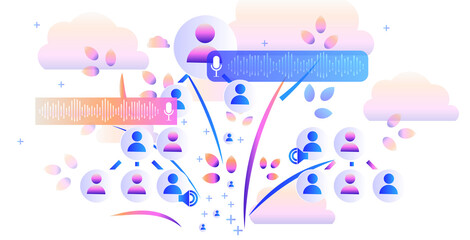 people communicating by voice messages audio chat application social media online communication