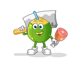 coconut drink Butcher illustration. character vector