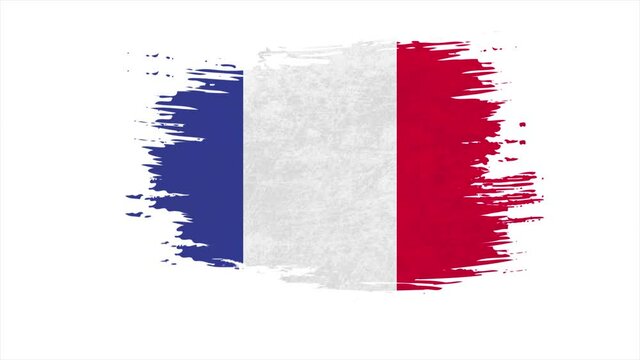 Stroke brush the national flag of France in stop motion effect. France flag brush strokes art background.