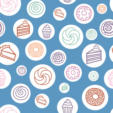 Vector Blue Bakery seamless pattern background. Perfect for fabric, scrapbooking, wallpaper projects.