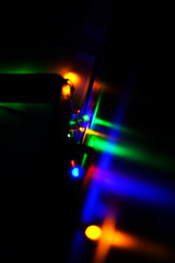 colored lights in a row by the stair railing