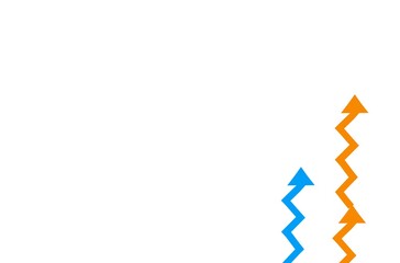 右端から伸びる青と赤のクランクの矢印