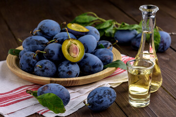 Plum Brandy And Fresh Plums