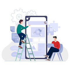 Fototapeta premium Illustration for team working smartphone Apps