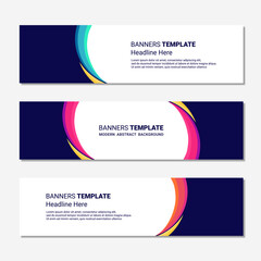 Set of horizontal banner design modern social media template isolated white background 