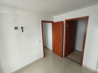 empty apartment with colorful furniture