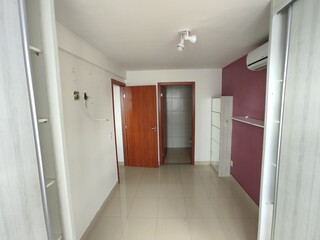 empty apartment with colorful furniture