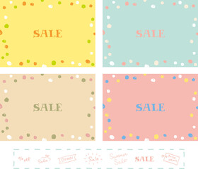 SALE カードセット　手描きドット背景