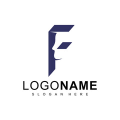 face tech design in flat style, blue color