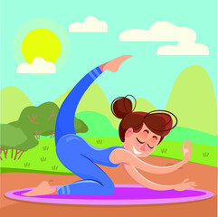 Obraz na płótnie Canvas sport on the street. yoga in the air. gymnastics. aerobics. extension. Outdoors. vector illustration. flat.