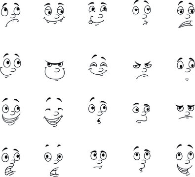 set of different emotions. vector. linear style. Black and white.