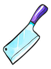 Watercolor style icon Butcher knife