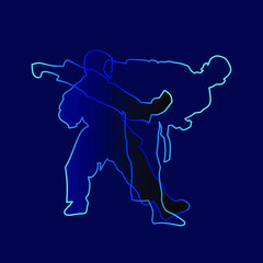Fighting technique silhouette vector illustration. Modern and simple logo for karate,judo and martial. Abstract vector illustration.