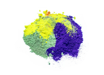 Multi-colored abstract powder on white background.