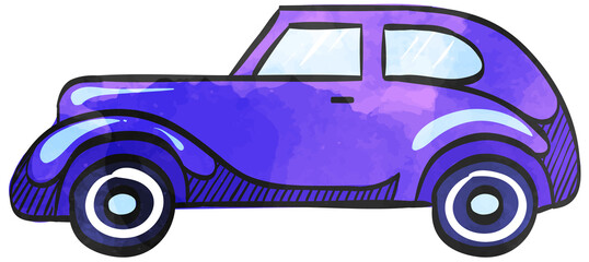 Watercolor style icon Vintage car