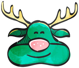Watercolor style icon Reindeer