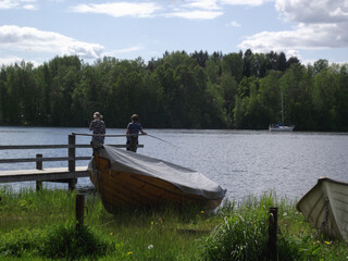 boat on a beach of the lake