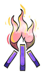 Watercolor style icon Camp fire