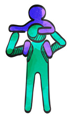 Watercolor style icon Kid and Parent