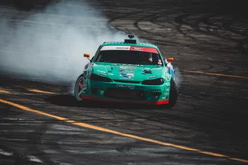 Tuinposter Auto race car drifting